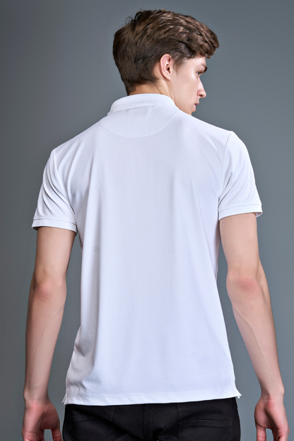 White - Smart Tech Textured Polo Maxzone Clothing