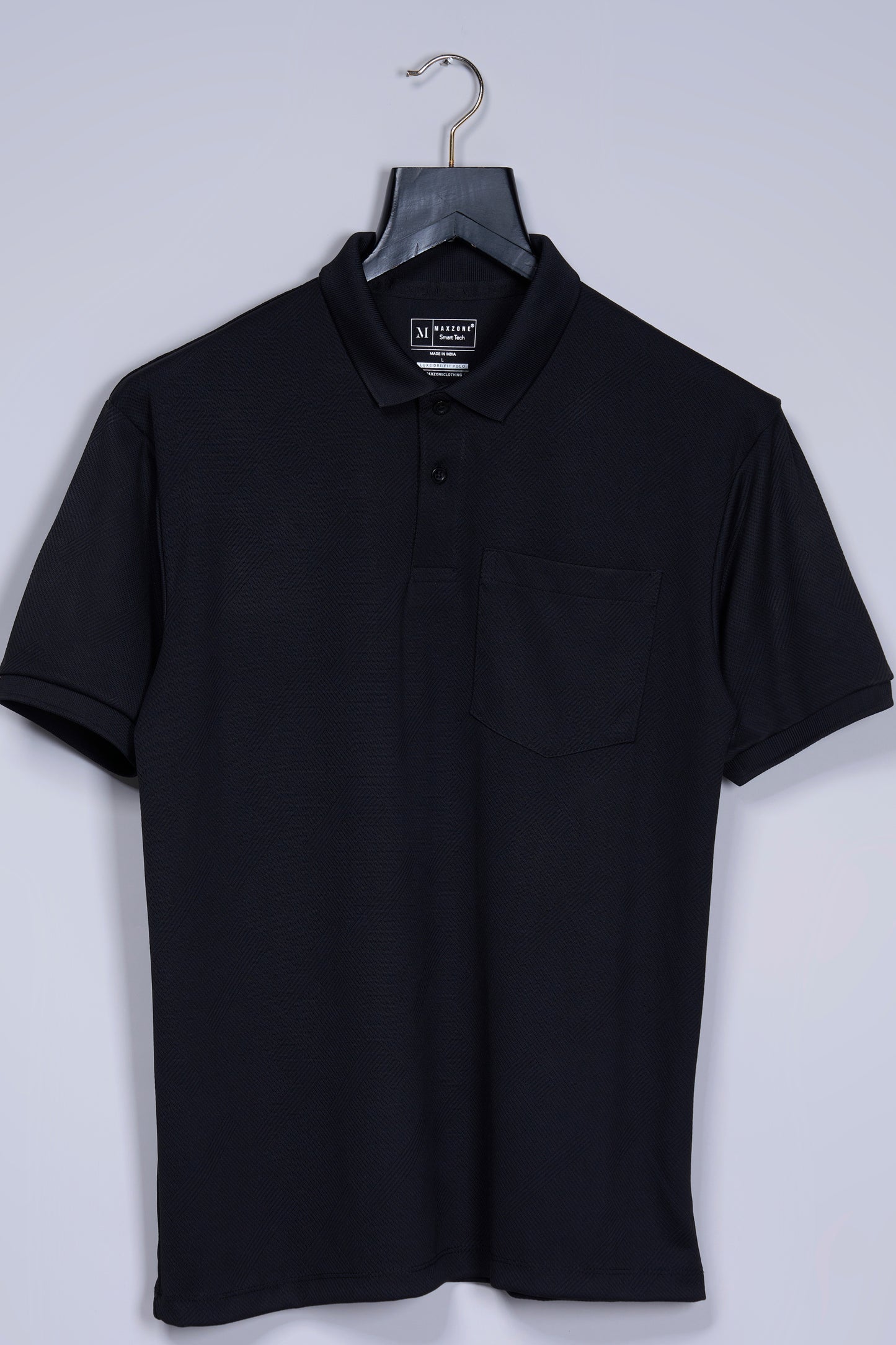 Black - Structure Knit Pocket Polo