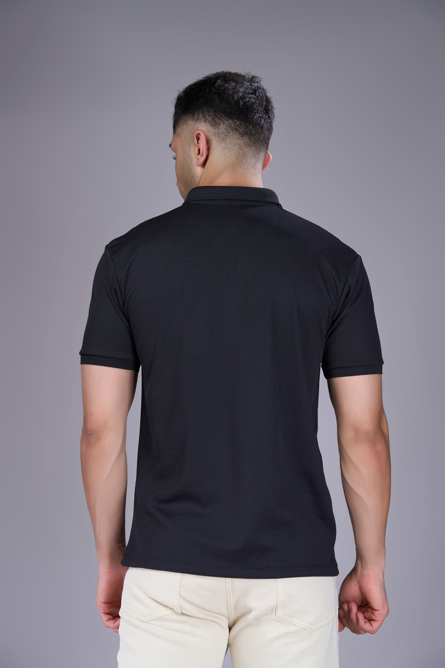 Black - Structure Knit Pocket Polo