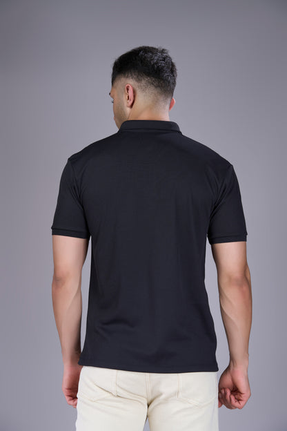 Black - Structure Knit Pocket Polo