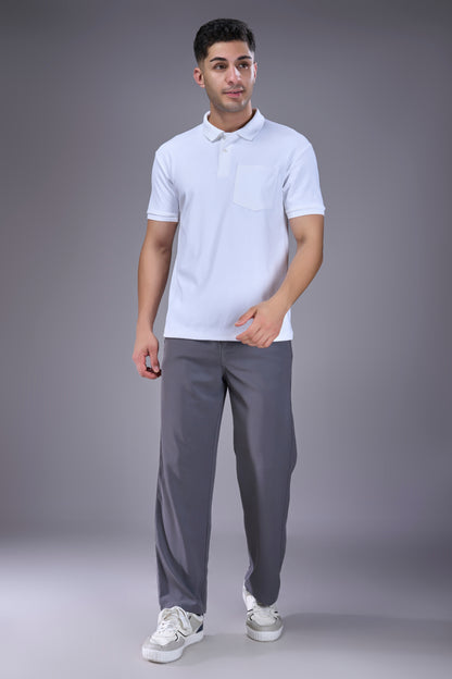 White - Structure Knit Pocket Polo