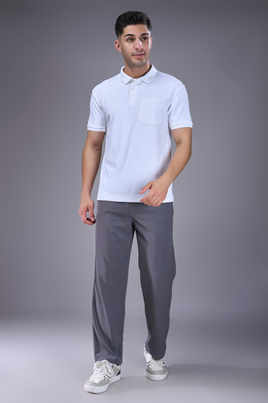 White - Structure Knit Pocket Polo