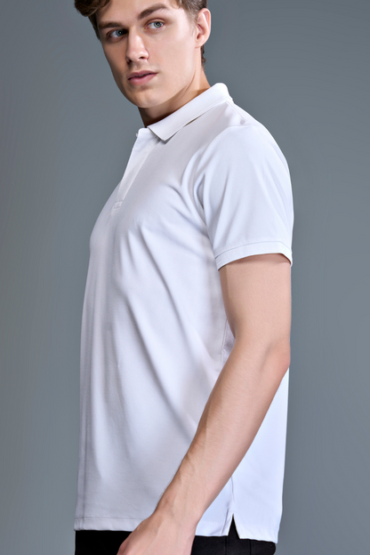 White - Smart Tech Textured Polo Maxzone Clothing