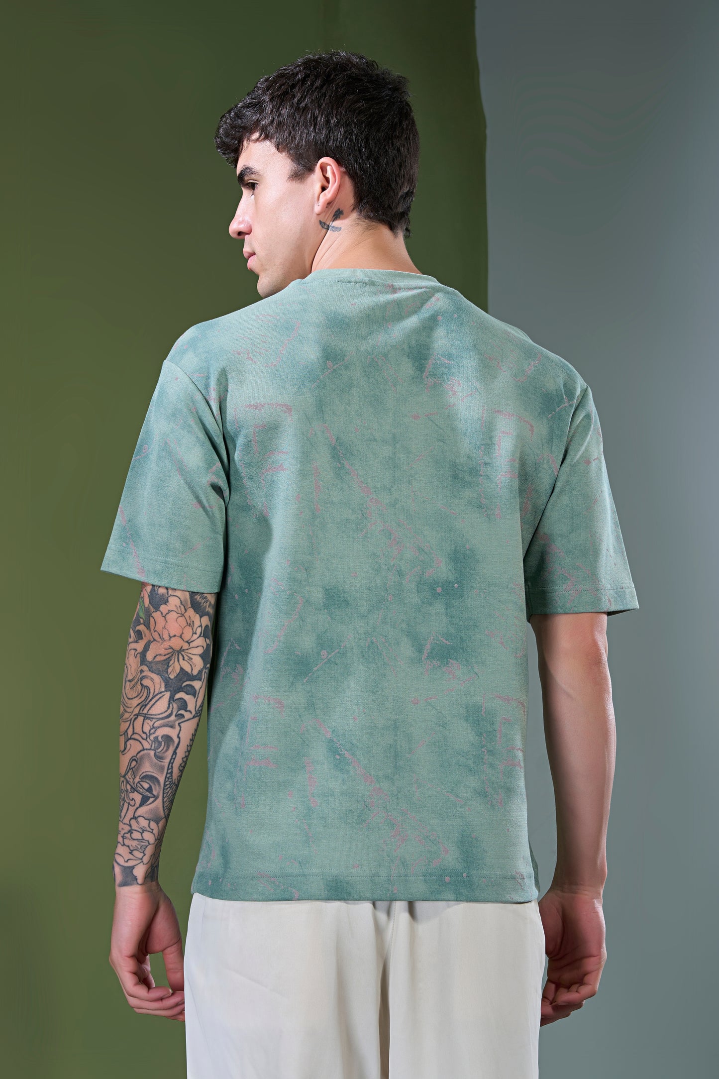 Dark Green - Aop Core Oversize T-shirt