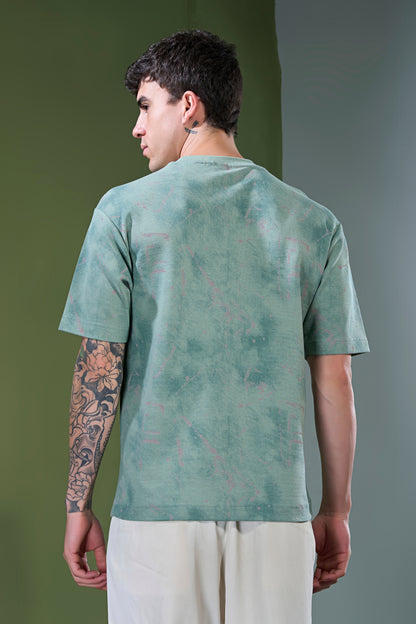 Dark Green - Aop Core Oversize T-shirt
