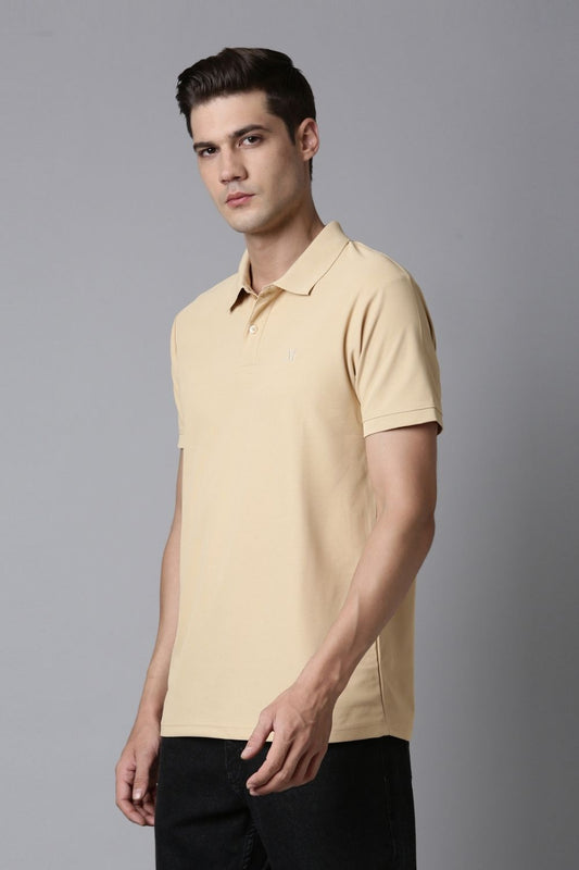 Shop Men's Bisque Polo T-shirt-front Maxzone Clothing