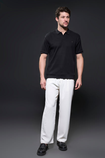 Old Money Knit Polo - Black