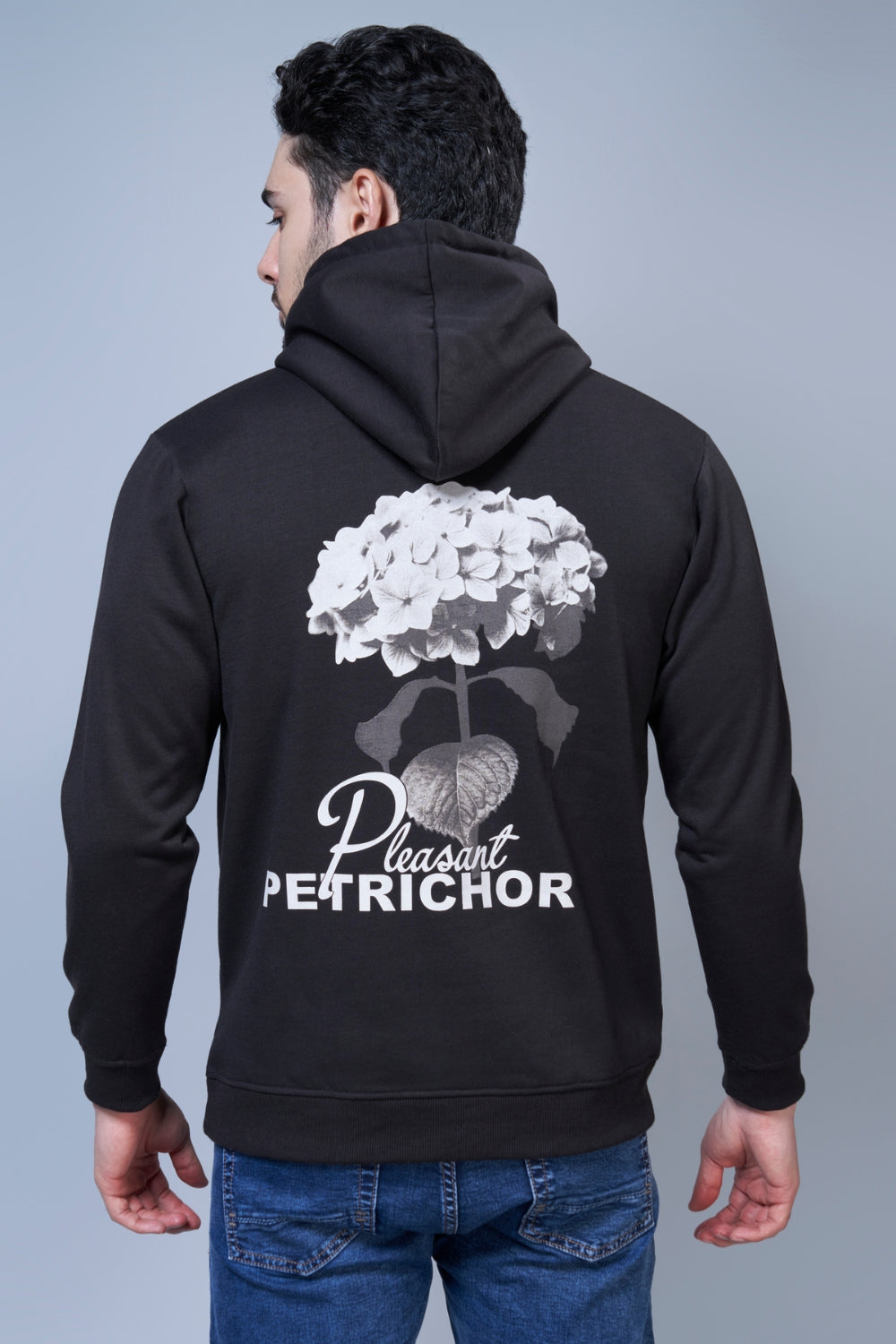 Petrichor Printed Black Hoodie – Maxzone Clothing