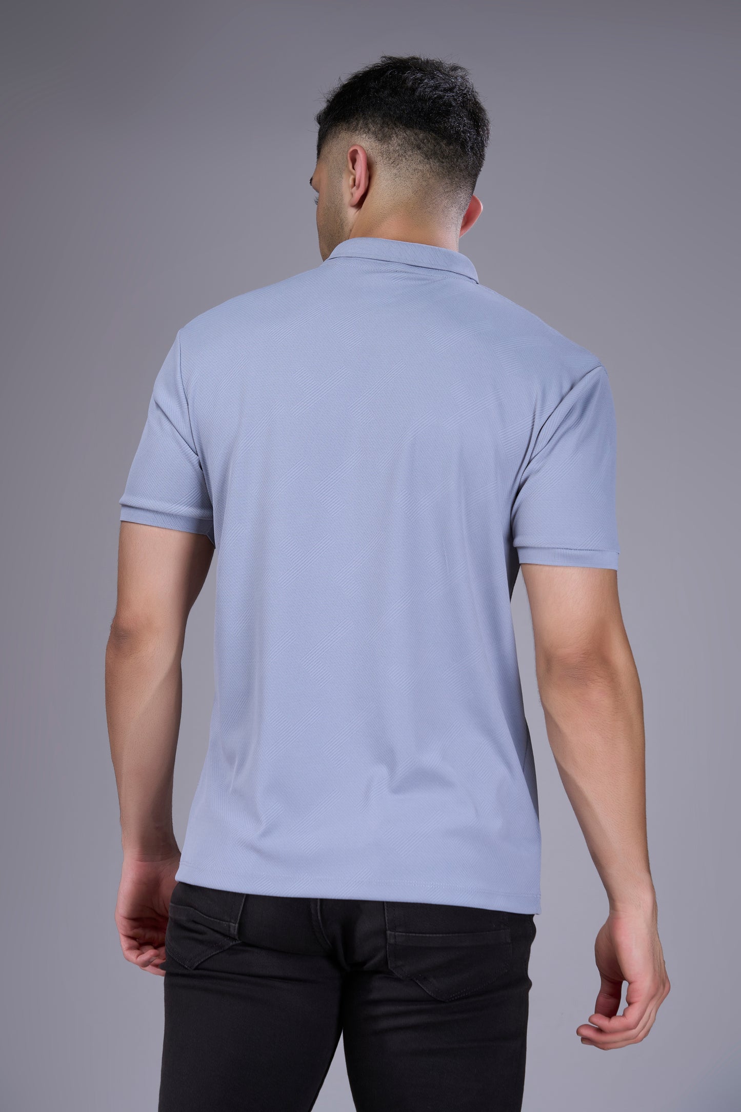 Light Grey - Structure Knit Pocket Polo