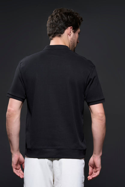 Old Money Knit Polo - Black