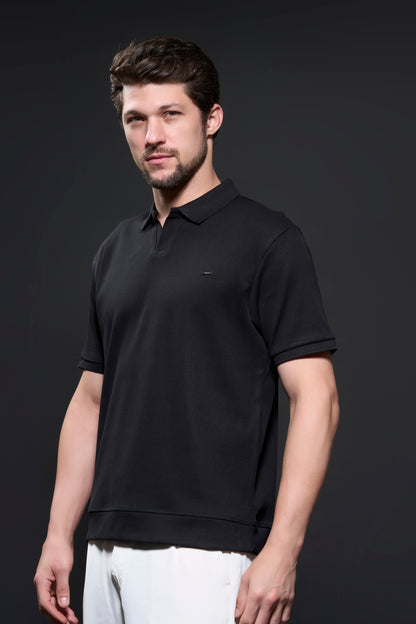 Old Money Knit Polo - Black