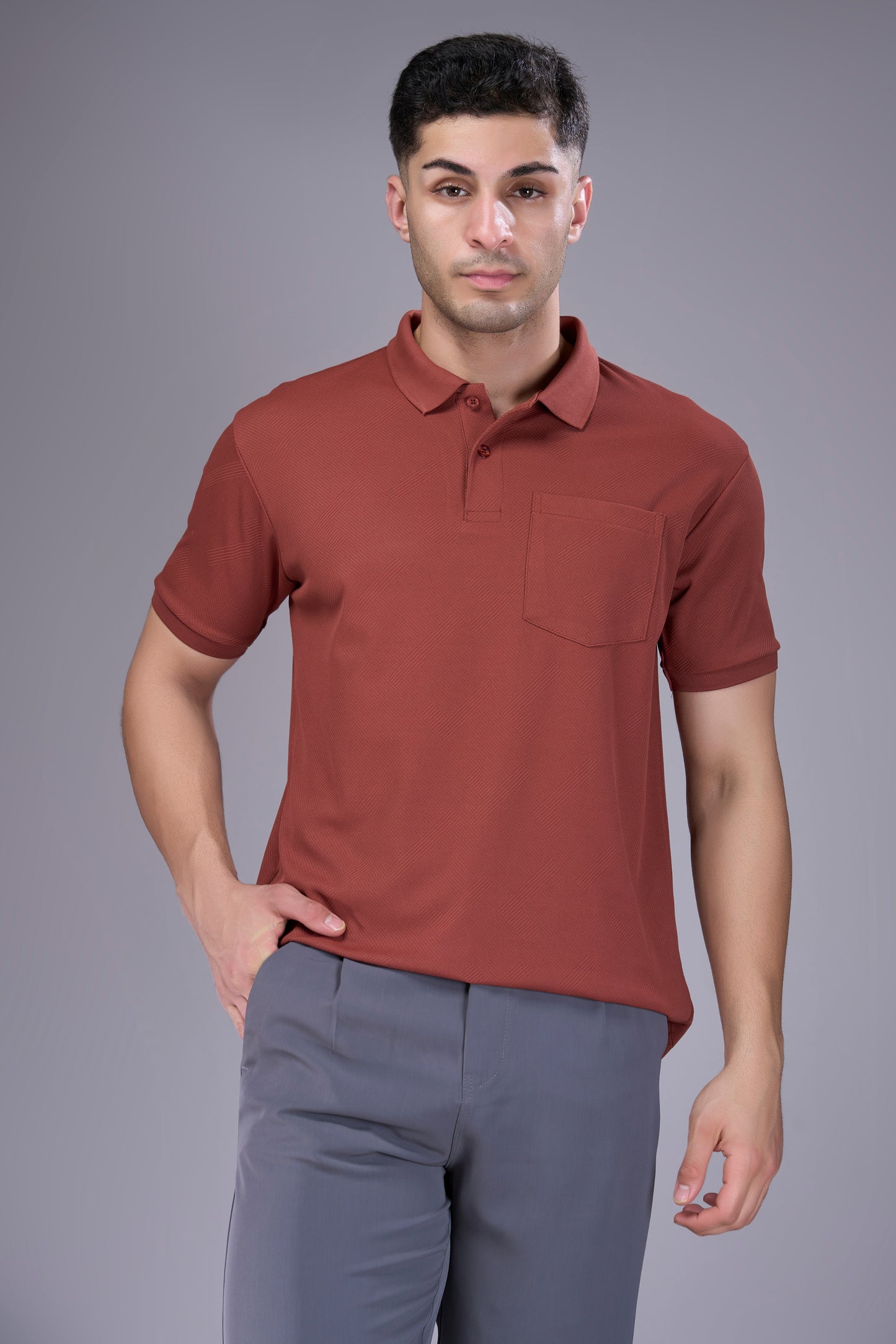 Copper - Structure Knit Pocket Polo