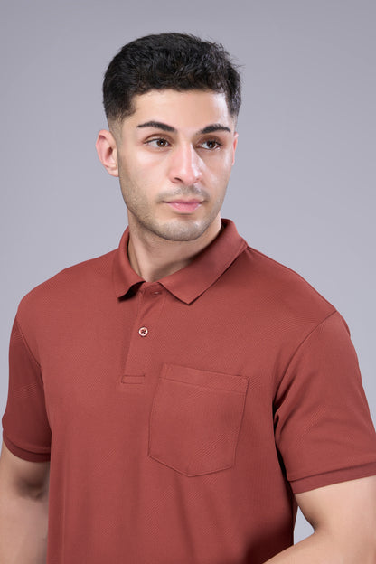 Copper - Structure Knit Pocket Polo