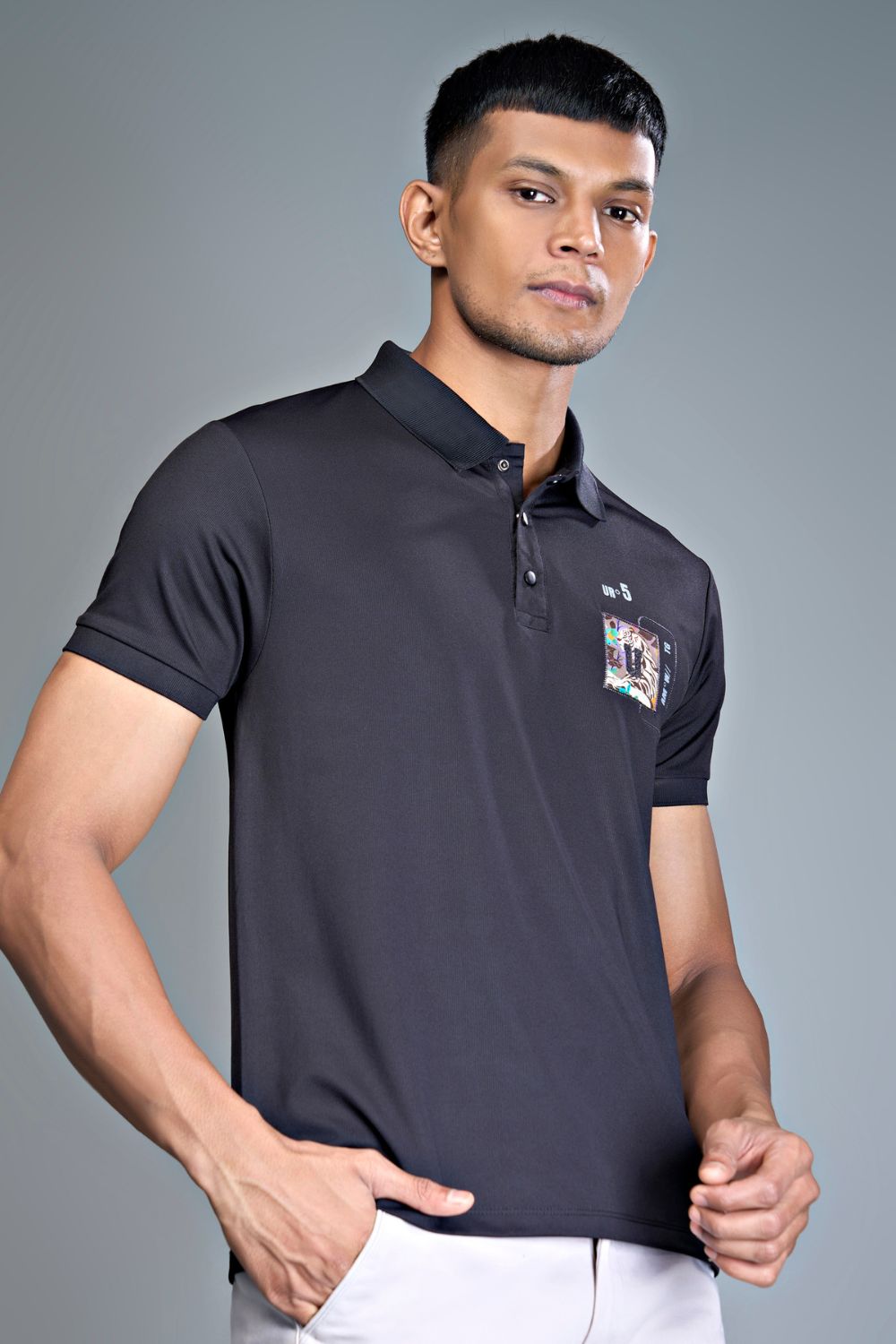 3 Buttons Polo Tshirt - Black  Maxzone Clothing M  