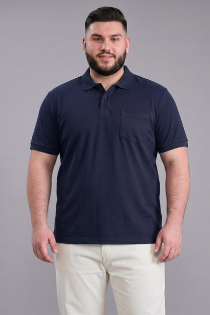 Teal Navy - Zyric Pocket Polo Plus Size