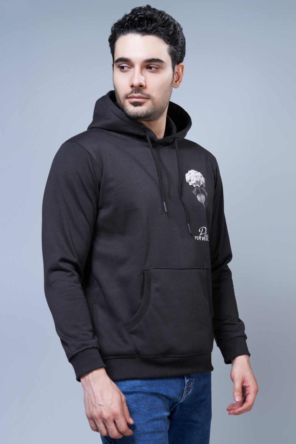 Petrichor Printed Black Hoodie – Maxzone Clothing