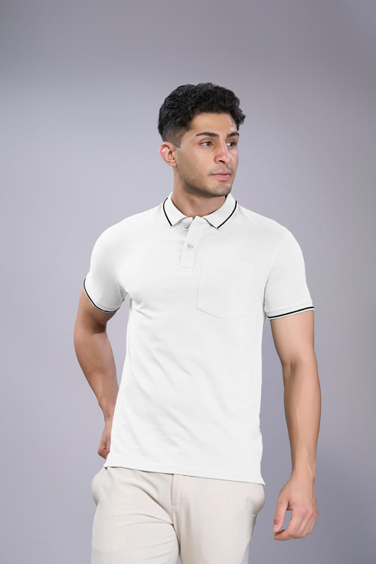 White - Identity Pocket Polo