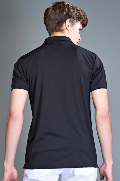 Black - Smart Tech Textured Polo Maxzone Clothing