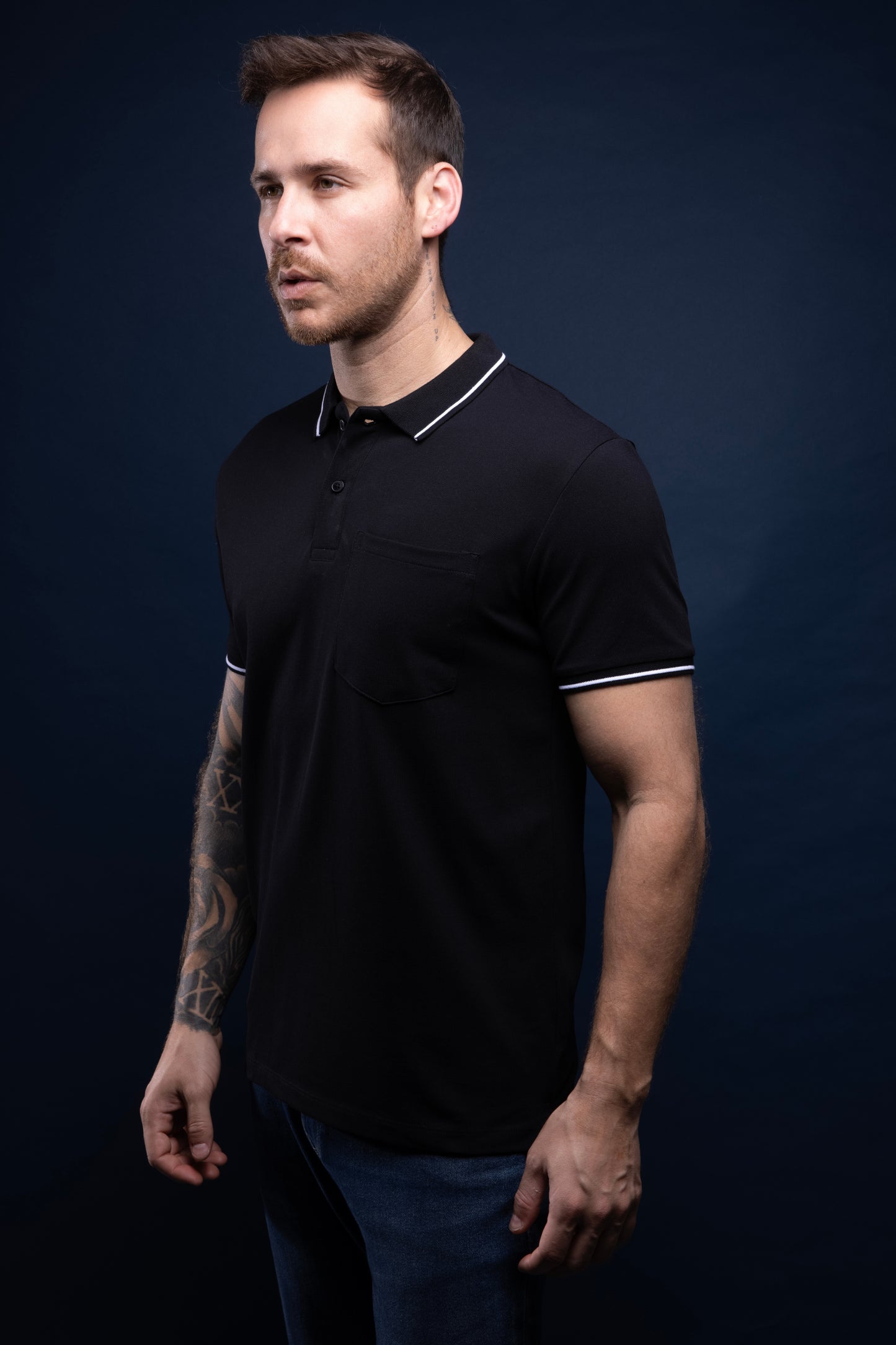 Black - Identity Pocket Polo Maxzone Clothing