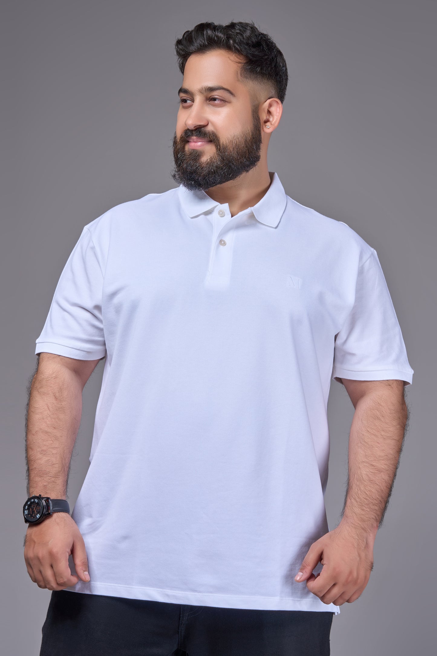 White - Cotton Pique Polo Plus Size