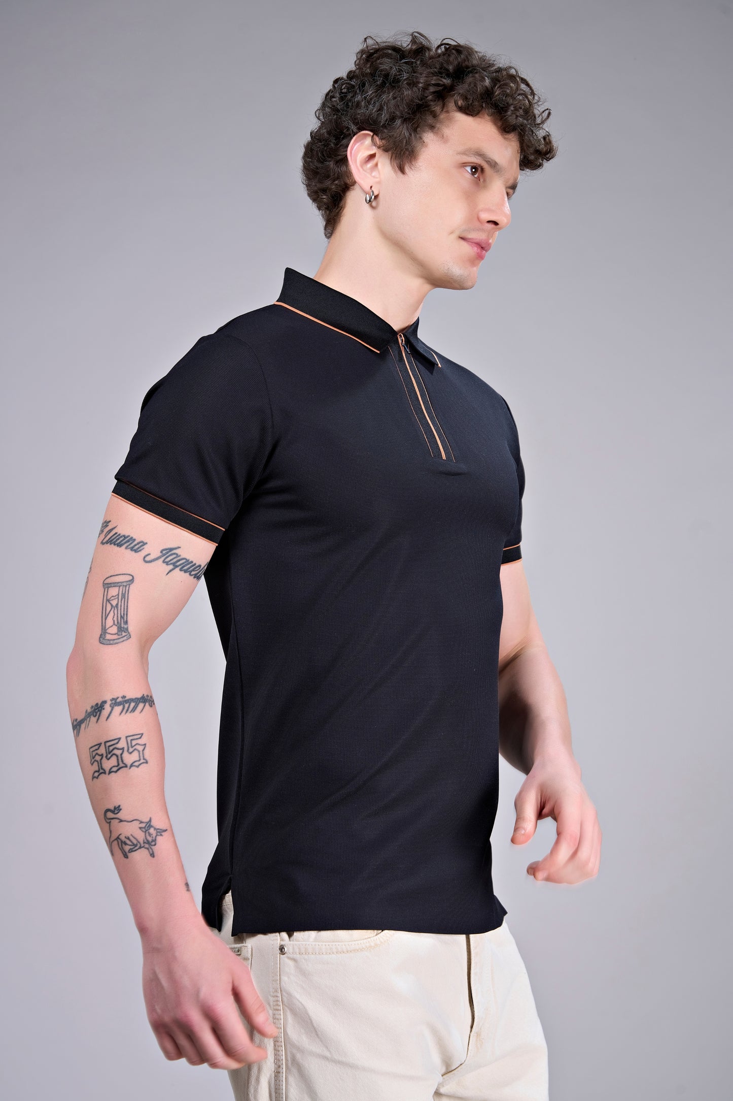 Black - Stitchless Zipper Polo