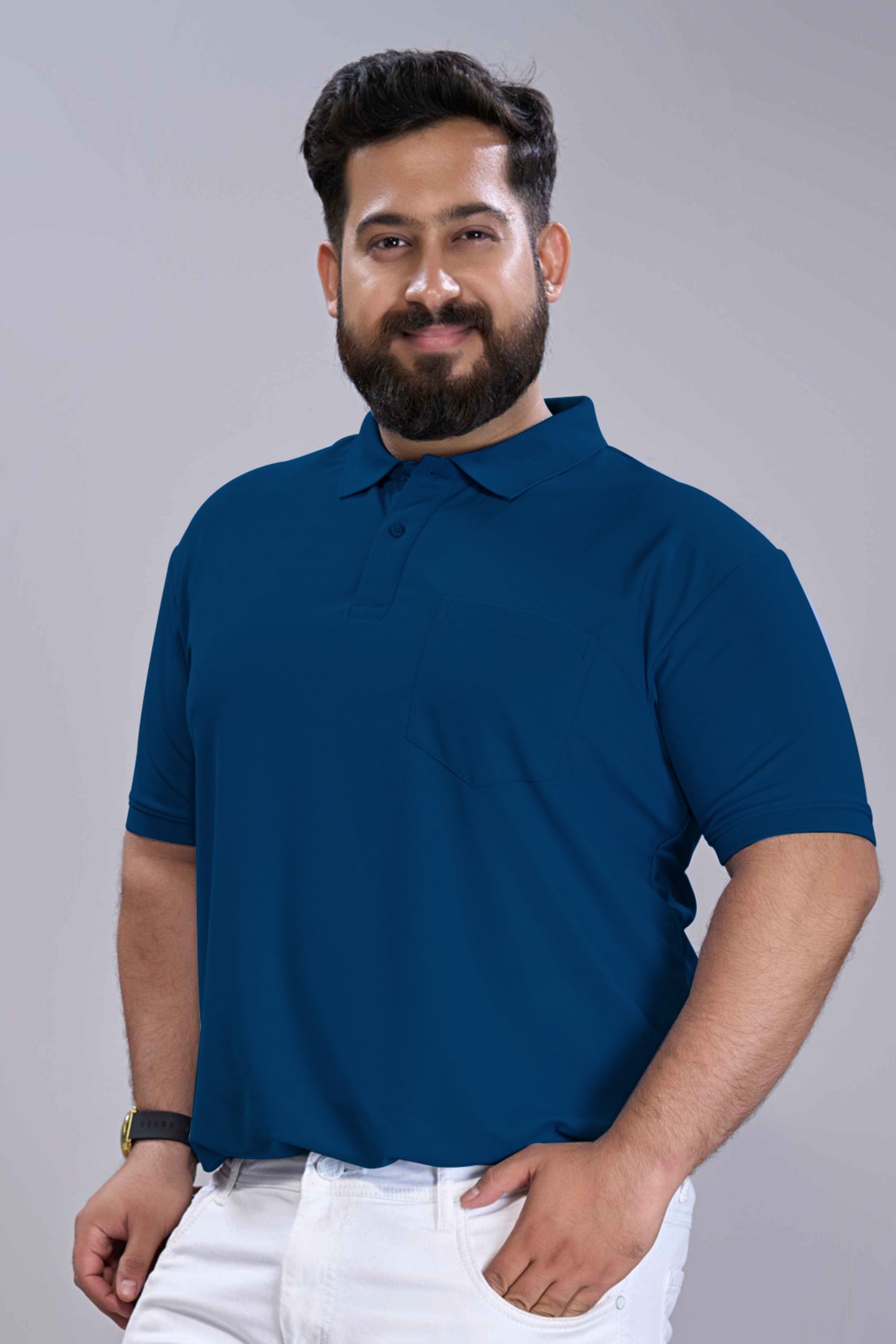 Teal Navy - Smart Tech Pocket Polo Plus Size