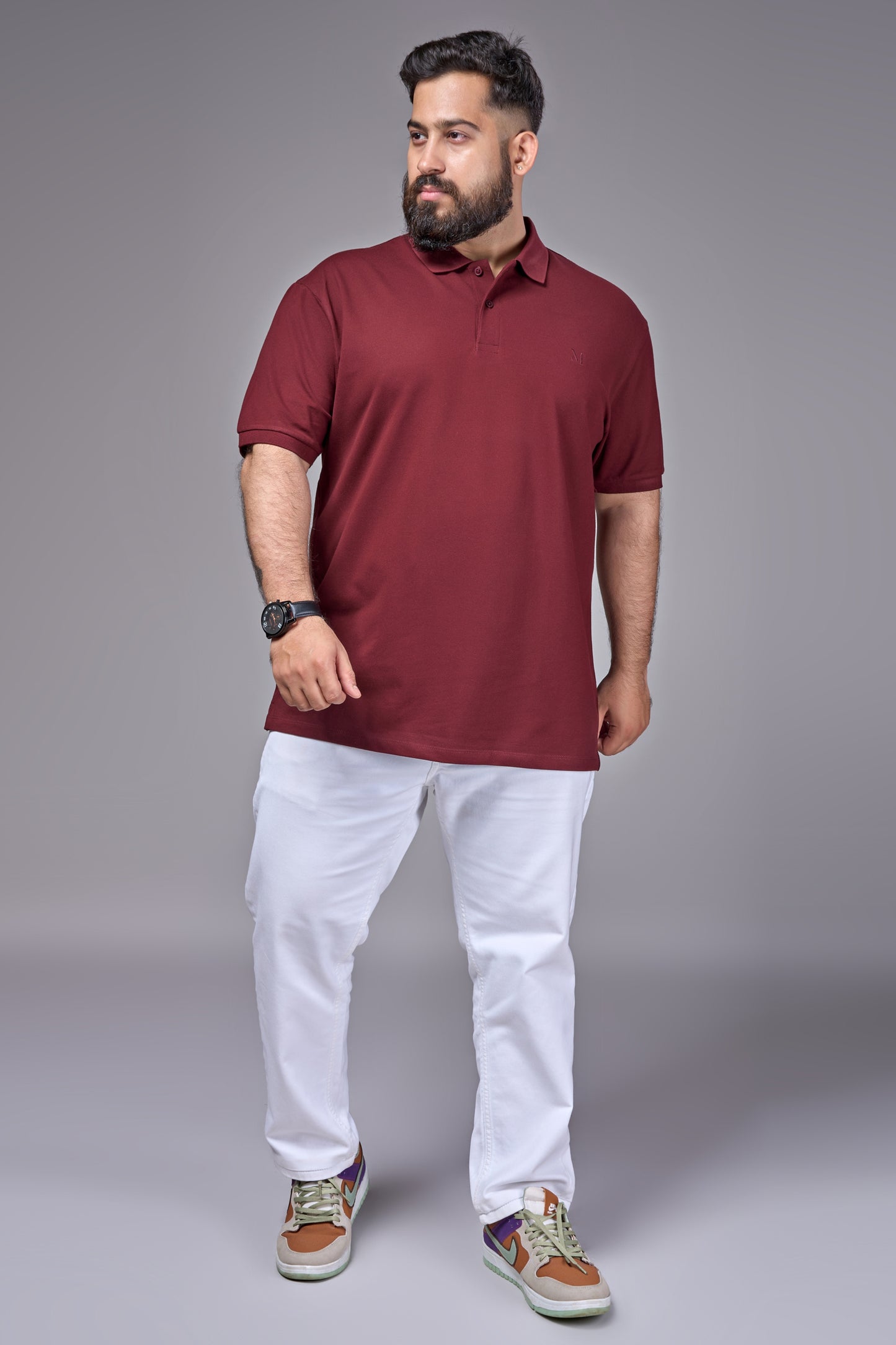 Wine - Cotton Pique Polo Plus Size