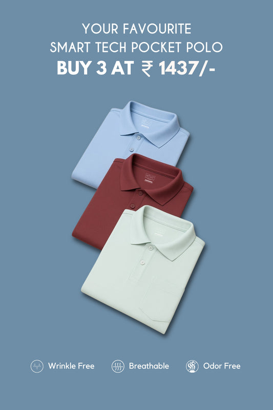Smart Tech Pocket + Polo Combo of 3 T-shirt