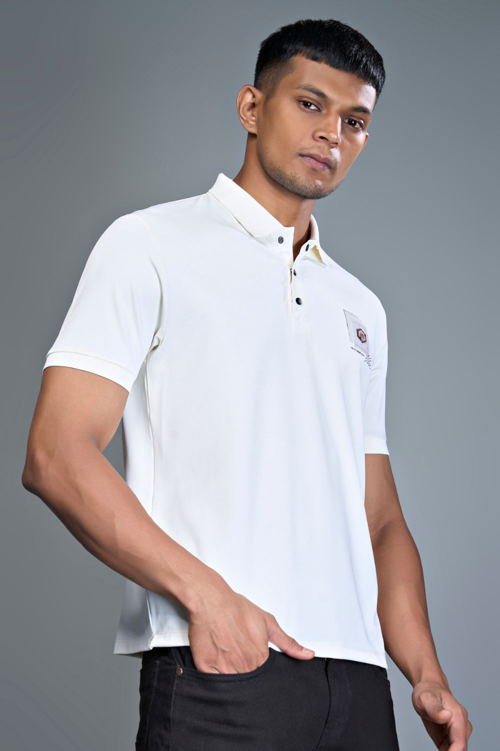 3 Buttons Polo Tshirt - White  Maxzone Clothing M  