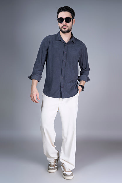 Teal Navy - Corduroy Shirt