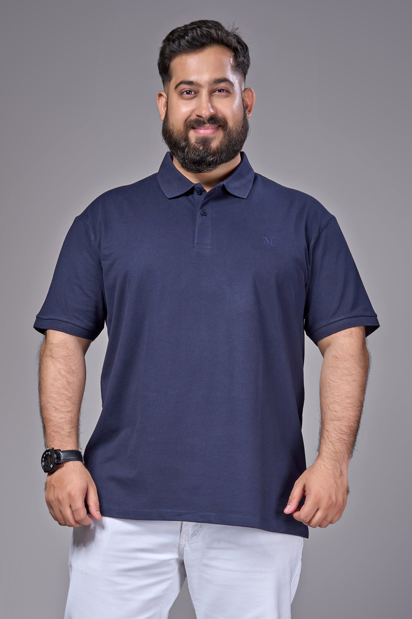 Teal Navy - Cotton Pique Polo Plus Size