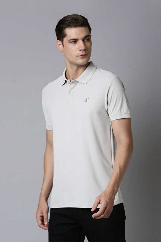 Shop Men's Grey Polo T-shirt-front Maxzone Clothing