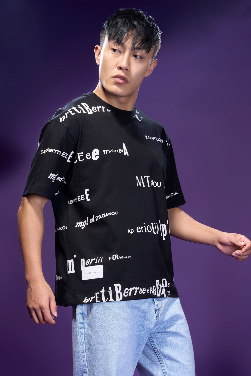 Black Oversized All Over Print  Maxzone Clothing   