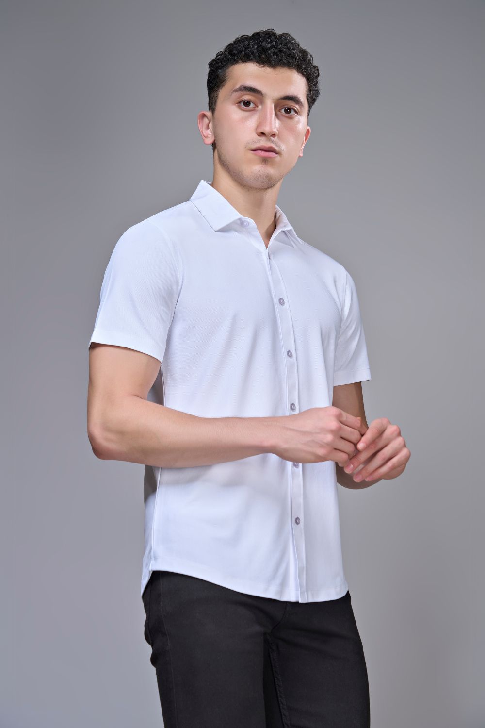 White Smart Tech Shirt Shirts Maxzone Clothing   