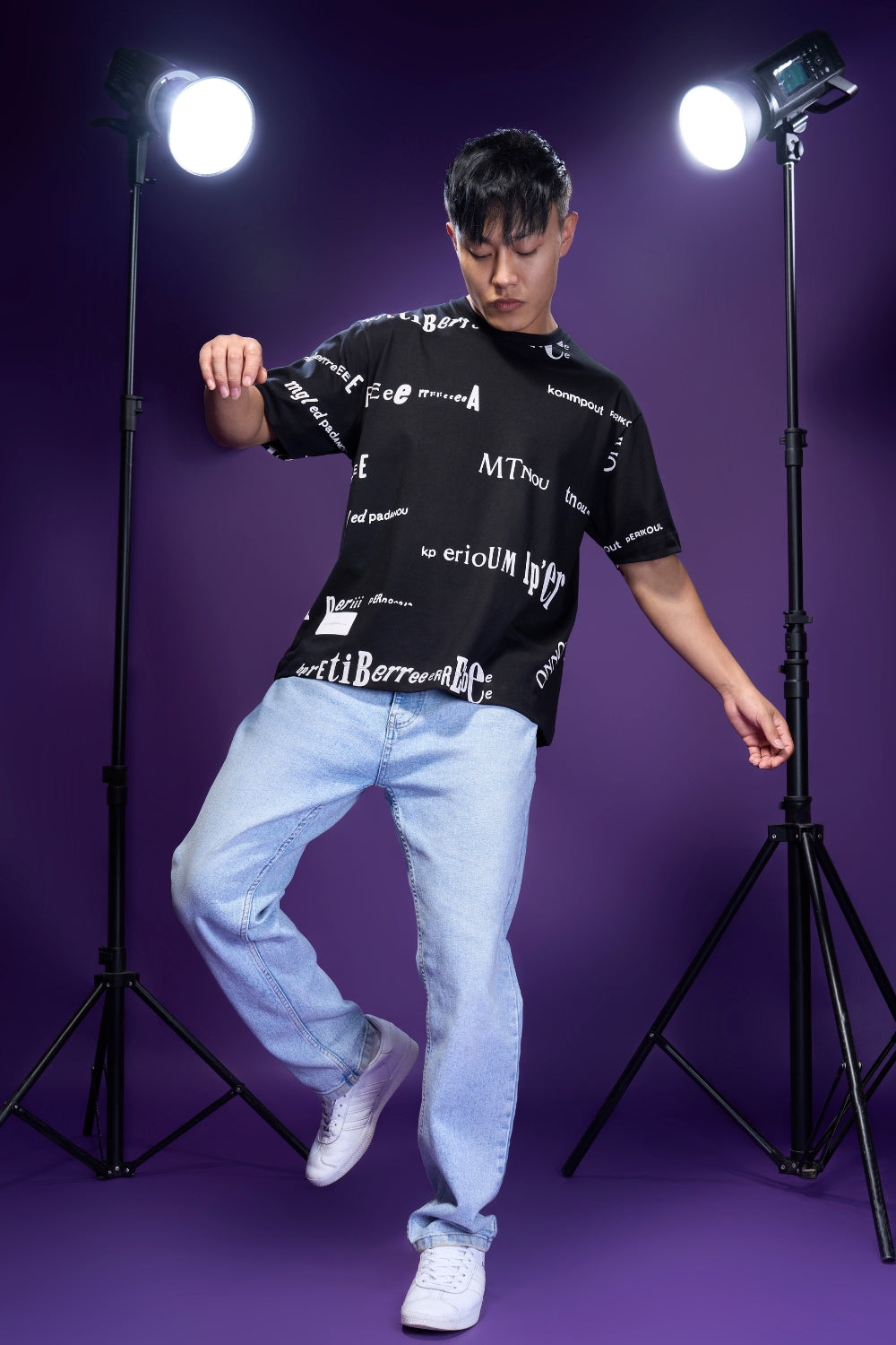 Black Oversized All Over Print  Maxzone Clothing   