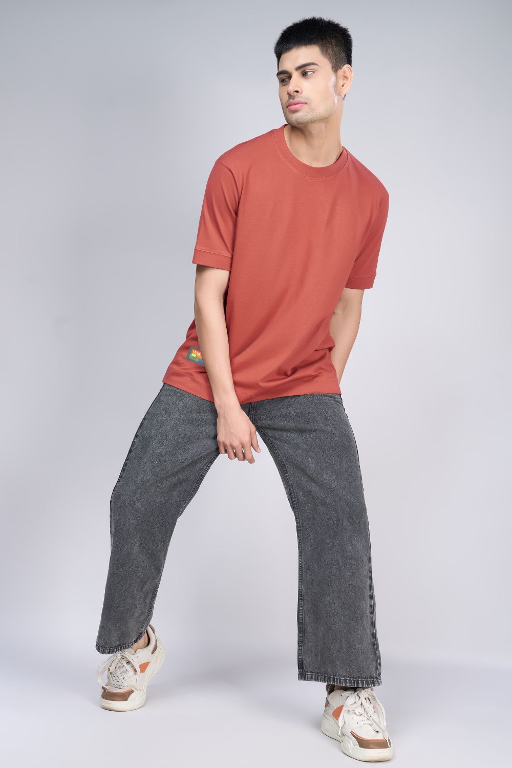 Burn Red Oversized Drop Shoulder T-shirts Maxzone Clothing   