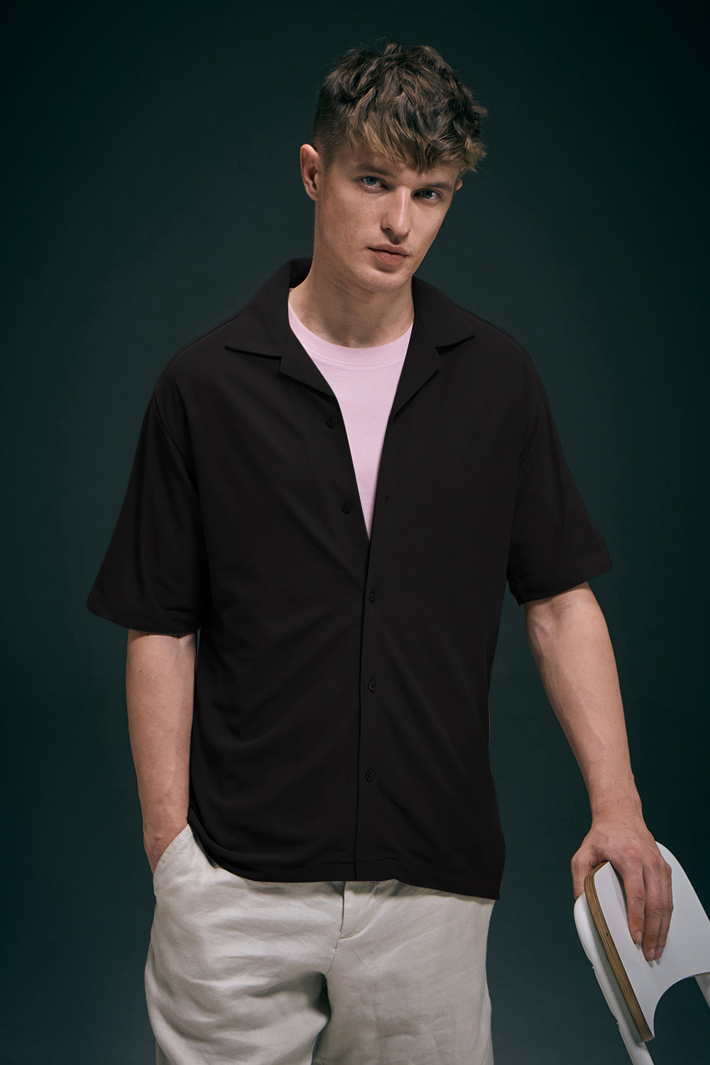 Black Smart Tech Cuban Shirt Maxzone Clothing