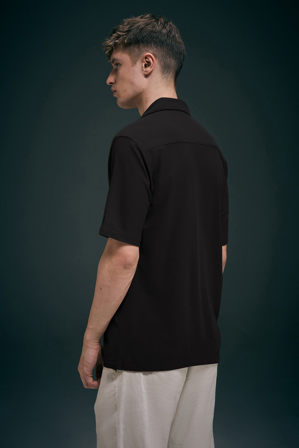 Black Smart Tech Cuban Shirt Maxzone Clothing