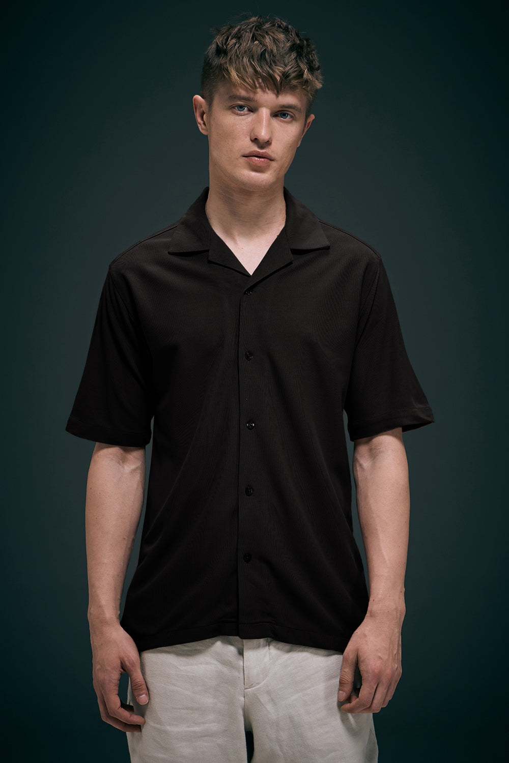 Black Smart Tech Cuban Shirt Maxzone Clothing M