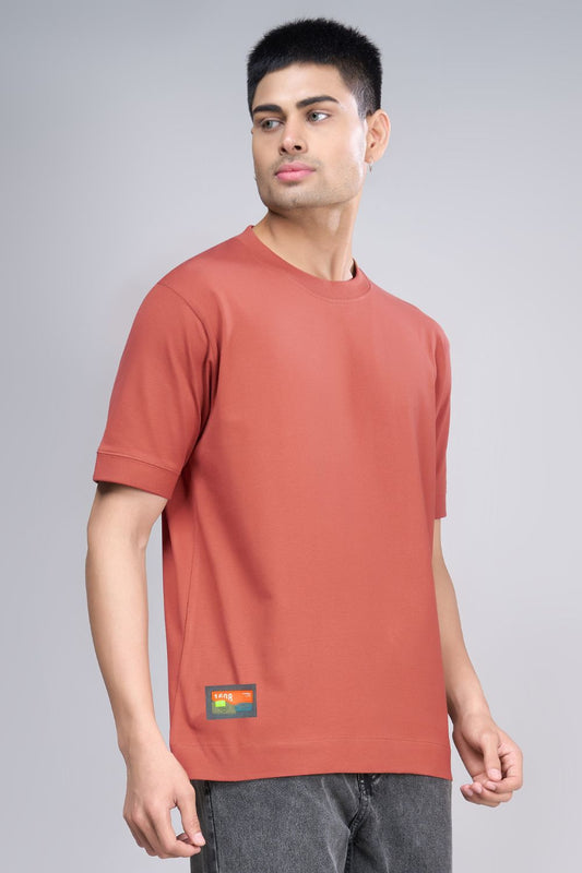 Burn Red Oversized Drop Shoulder T-shirts Maxzone Clothing M  