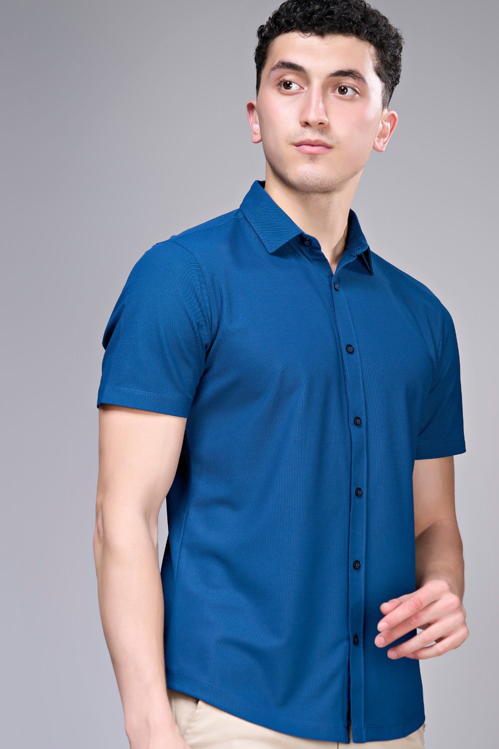 Teal Navy Smart Tech Shirt Shirts Maxzone Clothing   