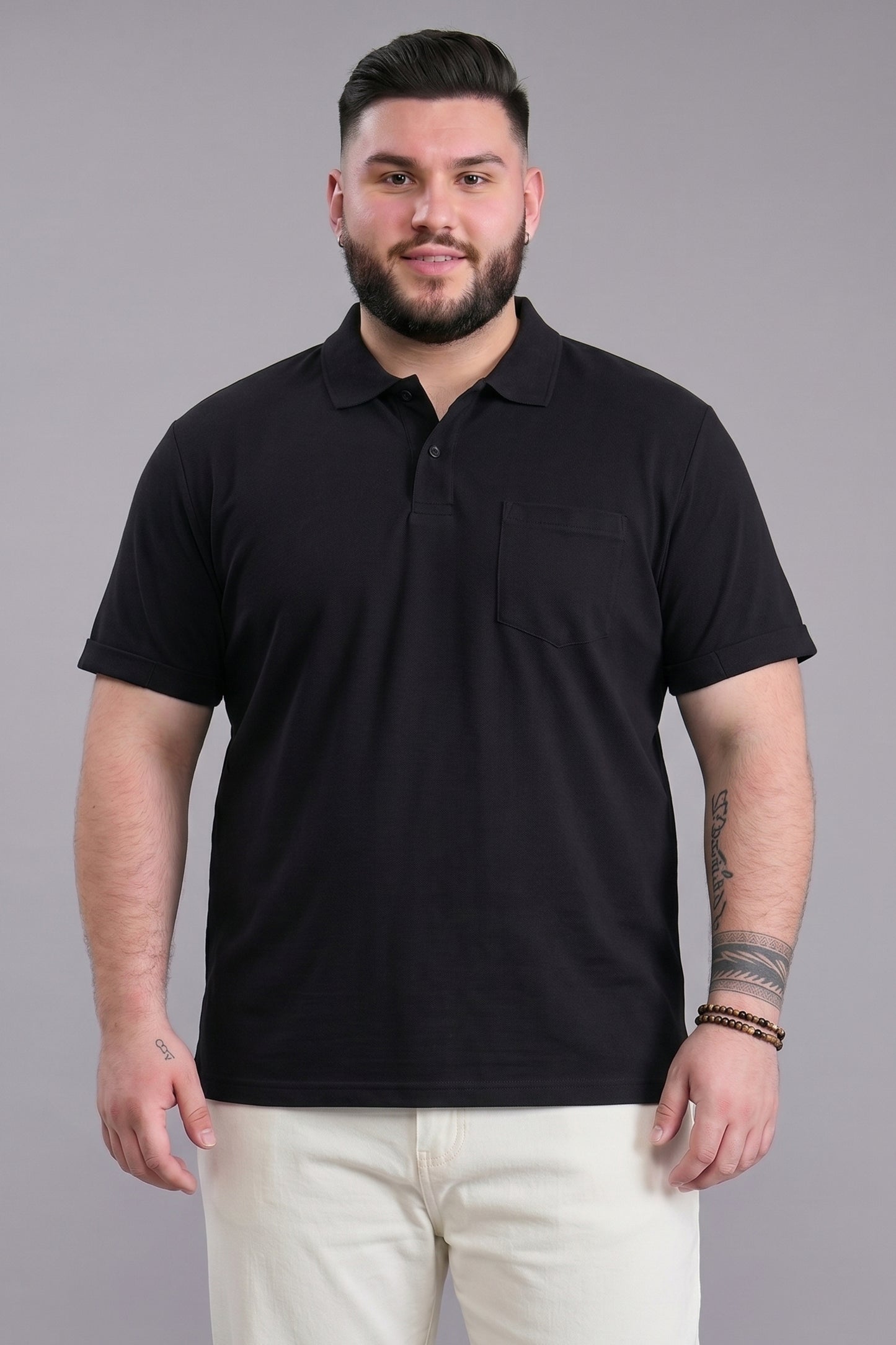 Black - Zyric Pocket Polo Plus Size