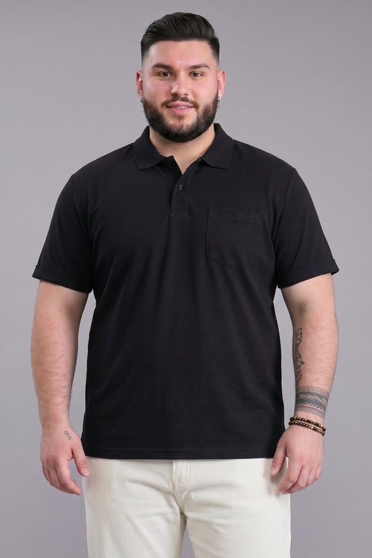 Black - Zyric Pocket Polo Plus Size