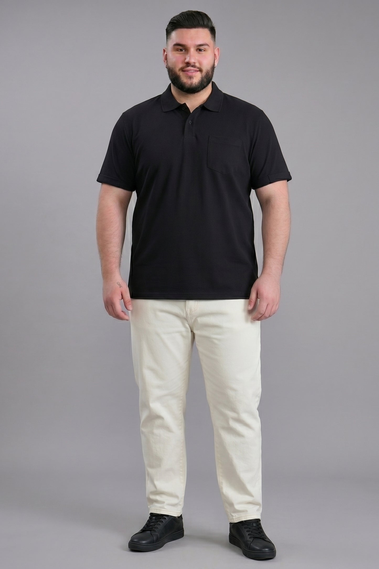 Black - Zyric Pocket Polo Plus Size