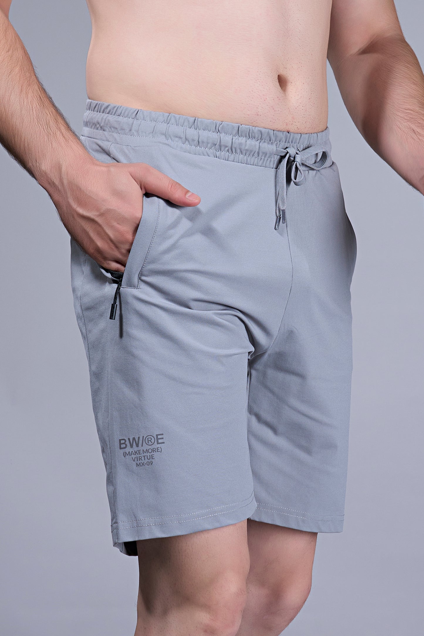 Light Grey - 365 Shorts With Side Zip Pocket