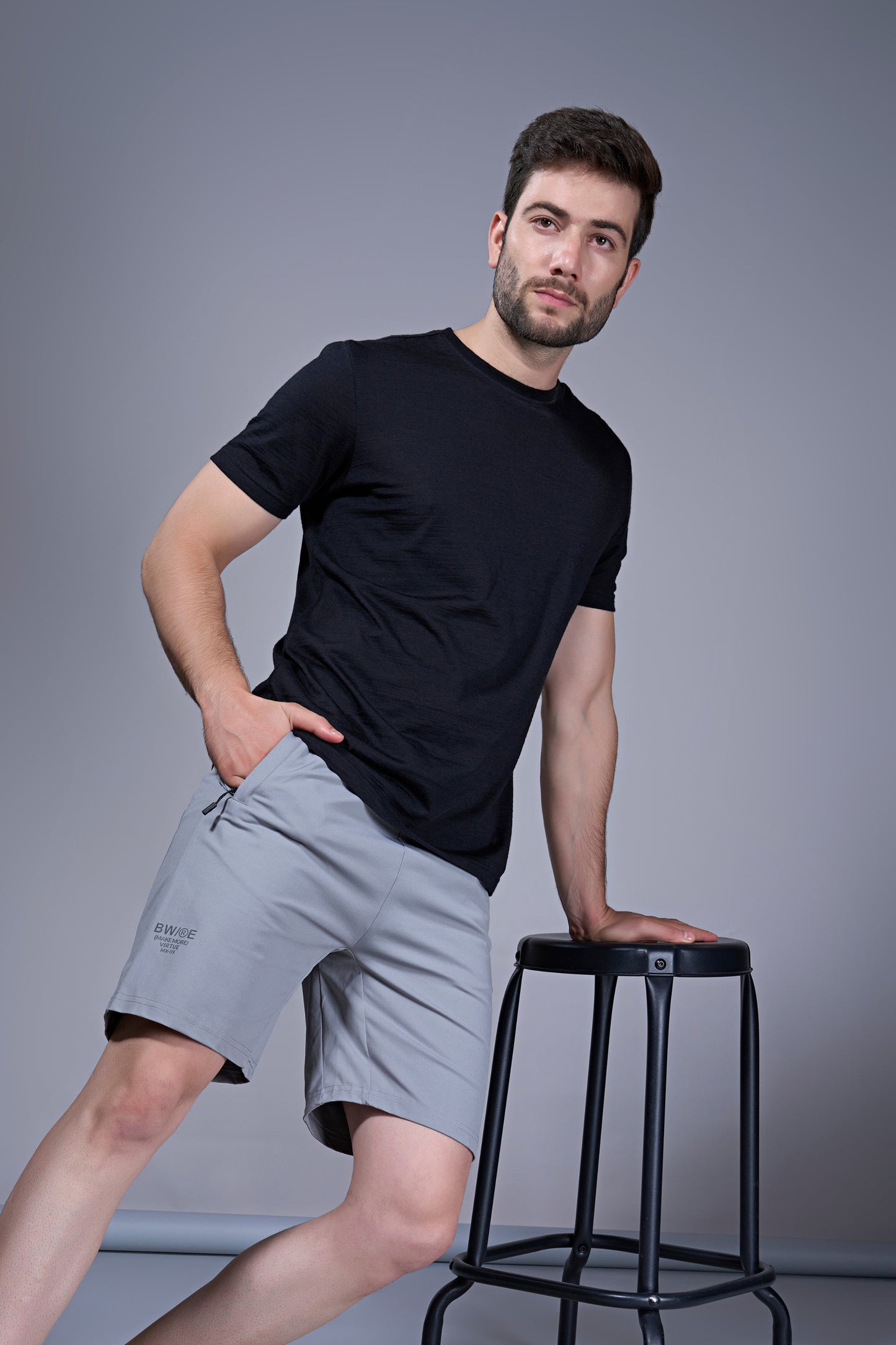 Light Grey - 365 Shorts With Side Zip Pocket