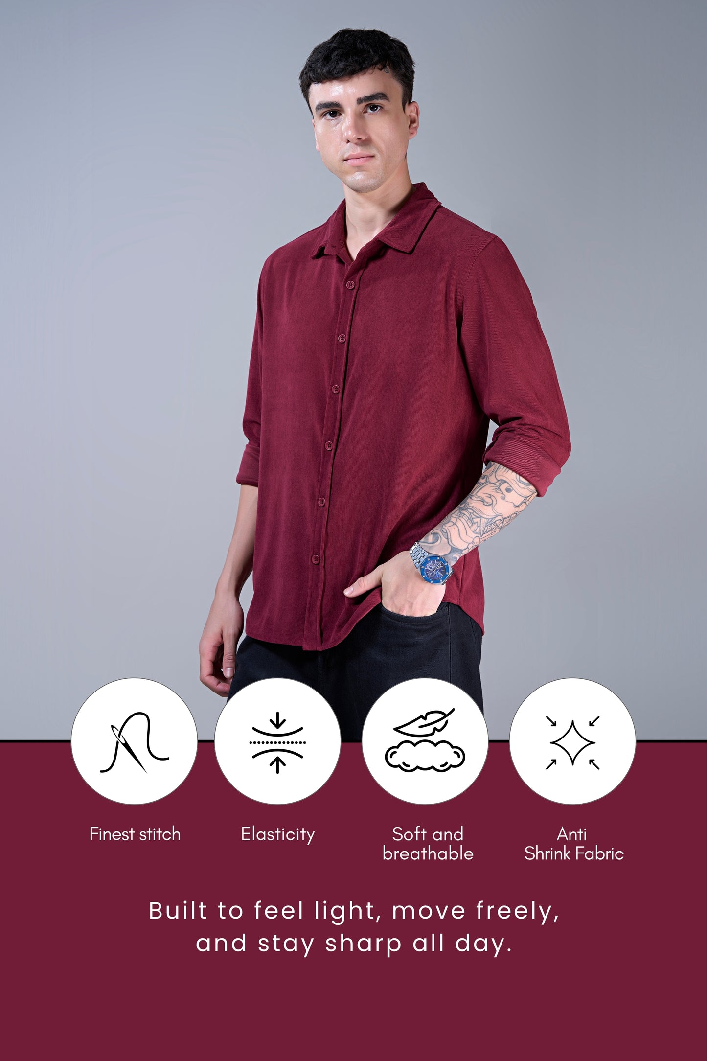 Maroon - Corduroy Shirt