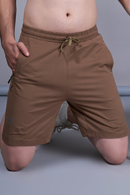 Leather Brown - 365 Shorts With Side Zip Pocket