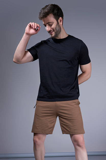 Leather Brown - 365 Shorts With Side Zip Pocket