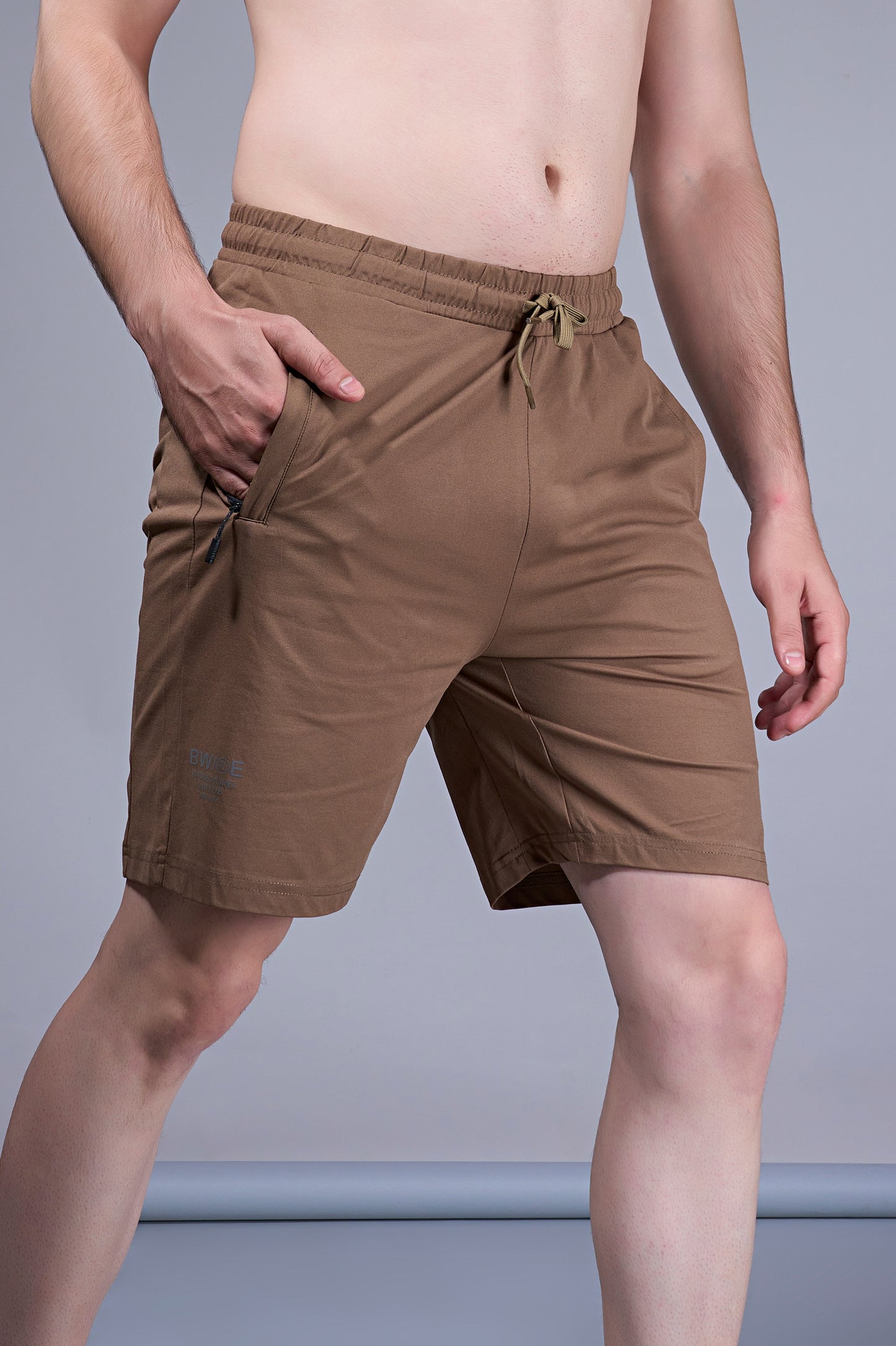 Leather Brown - 365 Shorts With Side Zip Pocket